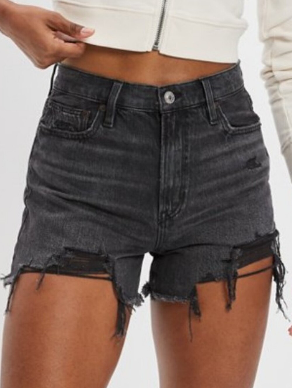 American Eagle 90s Boyfriend jean shorts black wash denim size 4